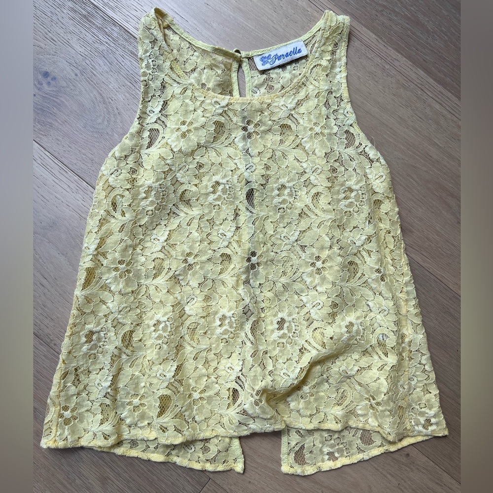 Yellow Lace Sleeveless Top
